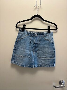 H&M Light Blue Denim Patch-Pocket Mini Skirt